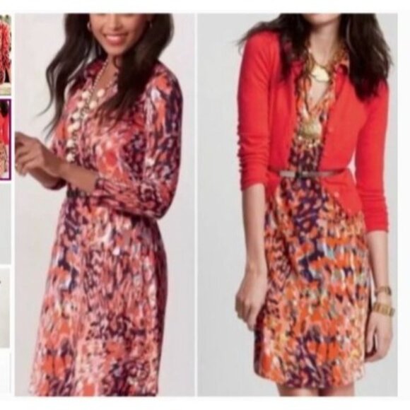 CAbi Watercolor knit Jersey Shirt Dress women's size medium long sleeve new - Picture 6 of 6